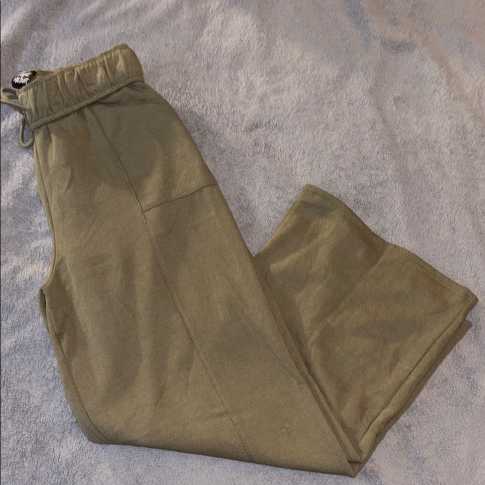 Olive Green Wide Leg Sweatpants